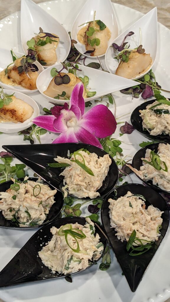 Crab salad spoons & Seared scallops w/ Remoulade